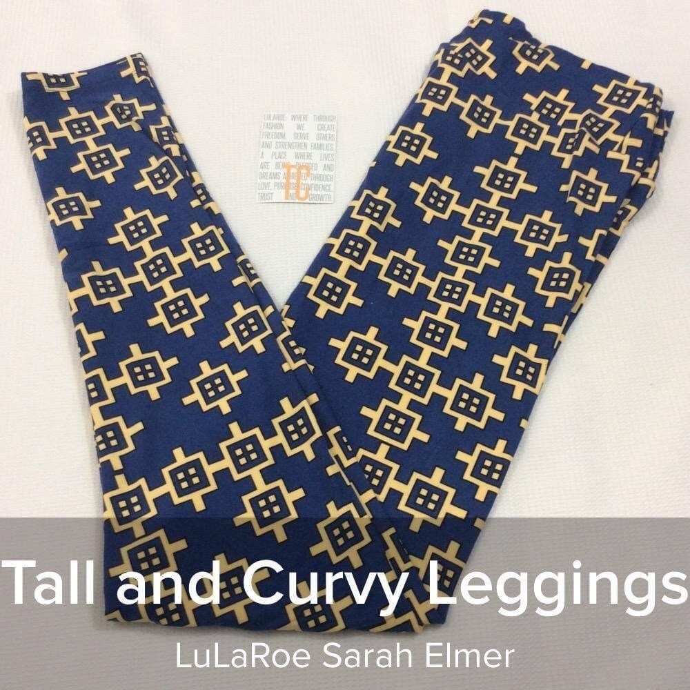 Lularoe Tall & Curvy leggings. Blue and yellowish cream. New without tag